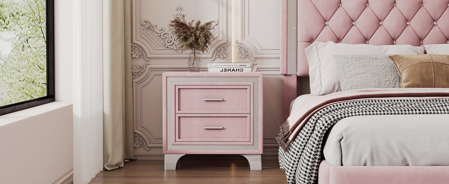 Sonoma Contemporary Velvet Bedside Table
