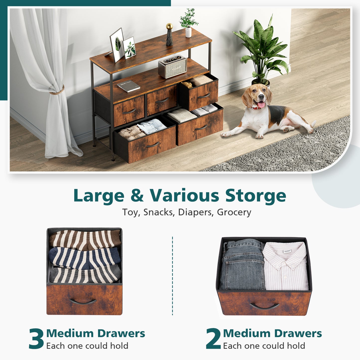 Silverleaf Modern Fabric Bedroom Dresser