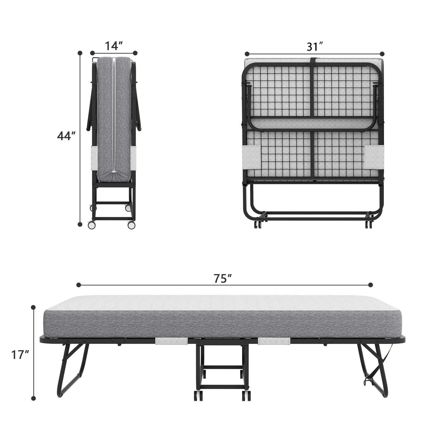 Ghivi Modern Folding Rollaway Guest Bed