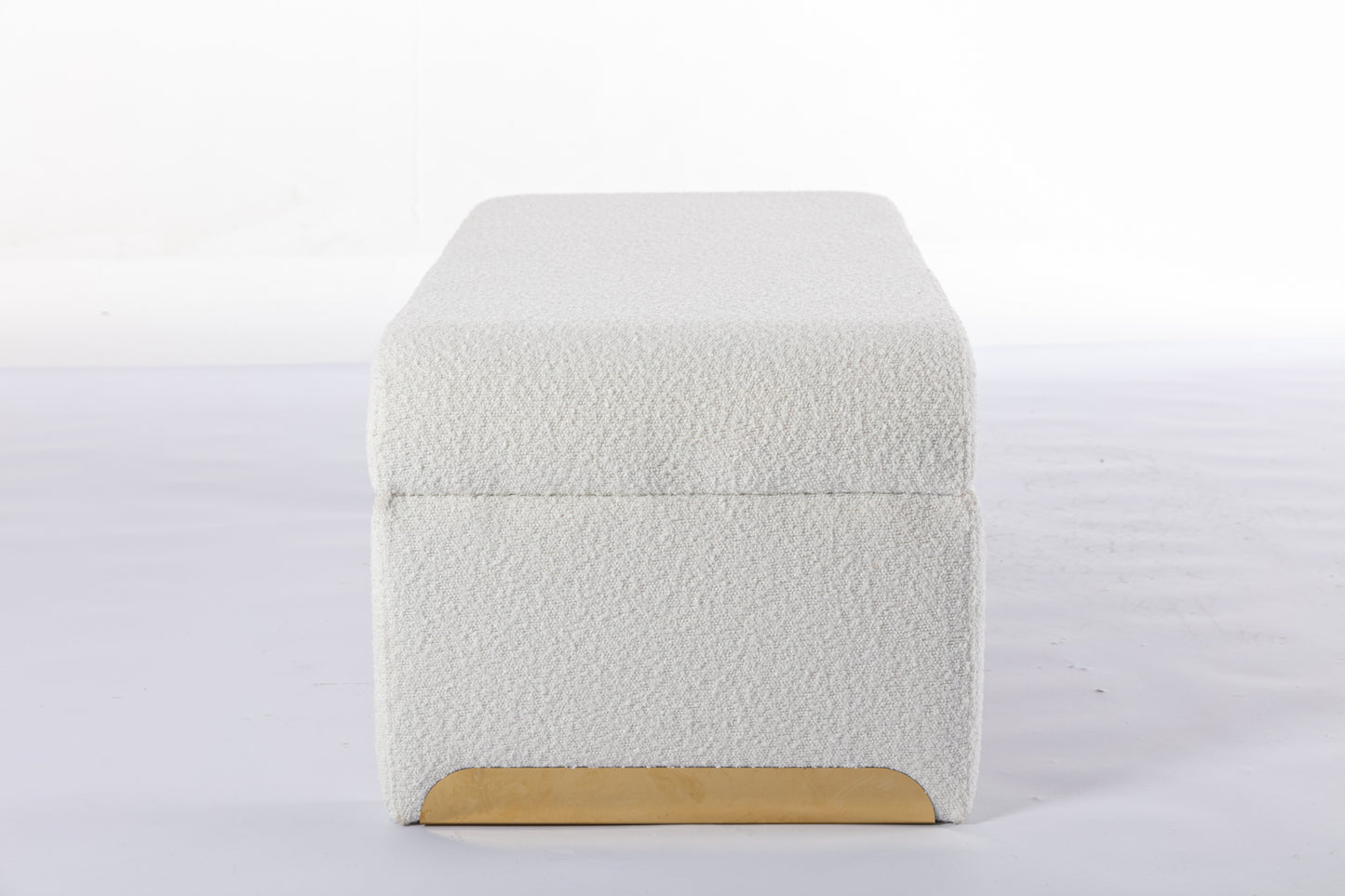 Mission Modern Boucle Fabric Ottoman Bench