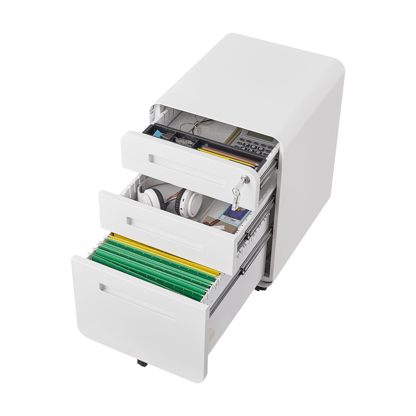 Warmsprings Modern Mobile File Cabinet White
