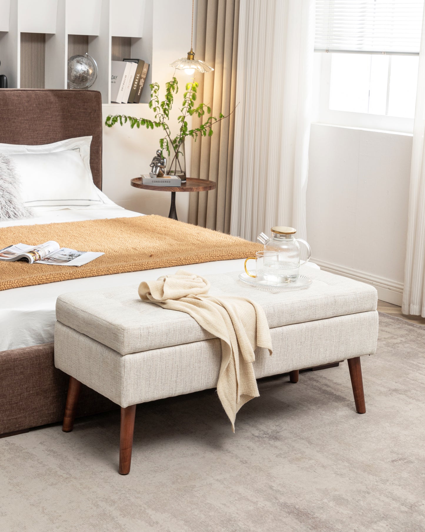 Kingsly Contemporary Upholstered Storage Bench