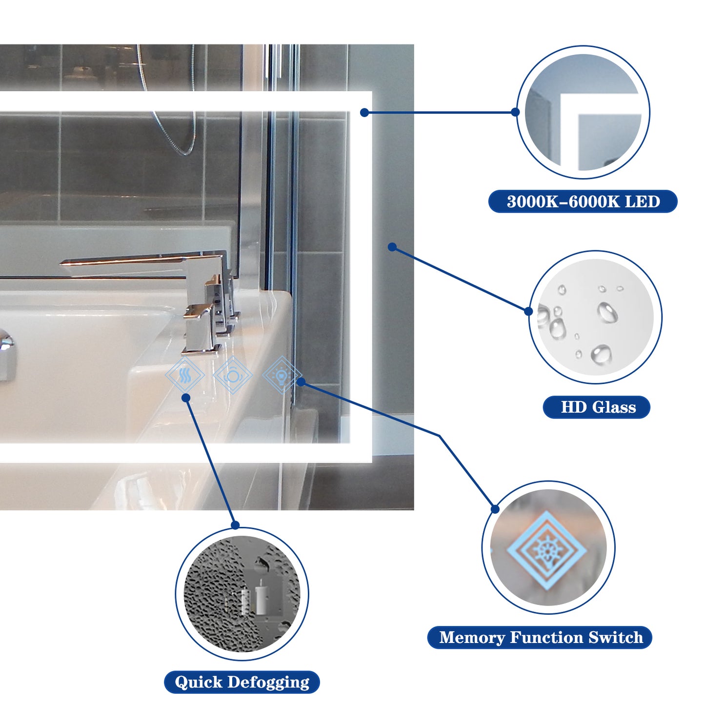 Centerville Modern Brushed LED Mirror