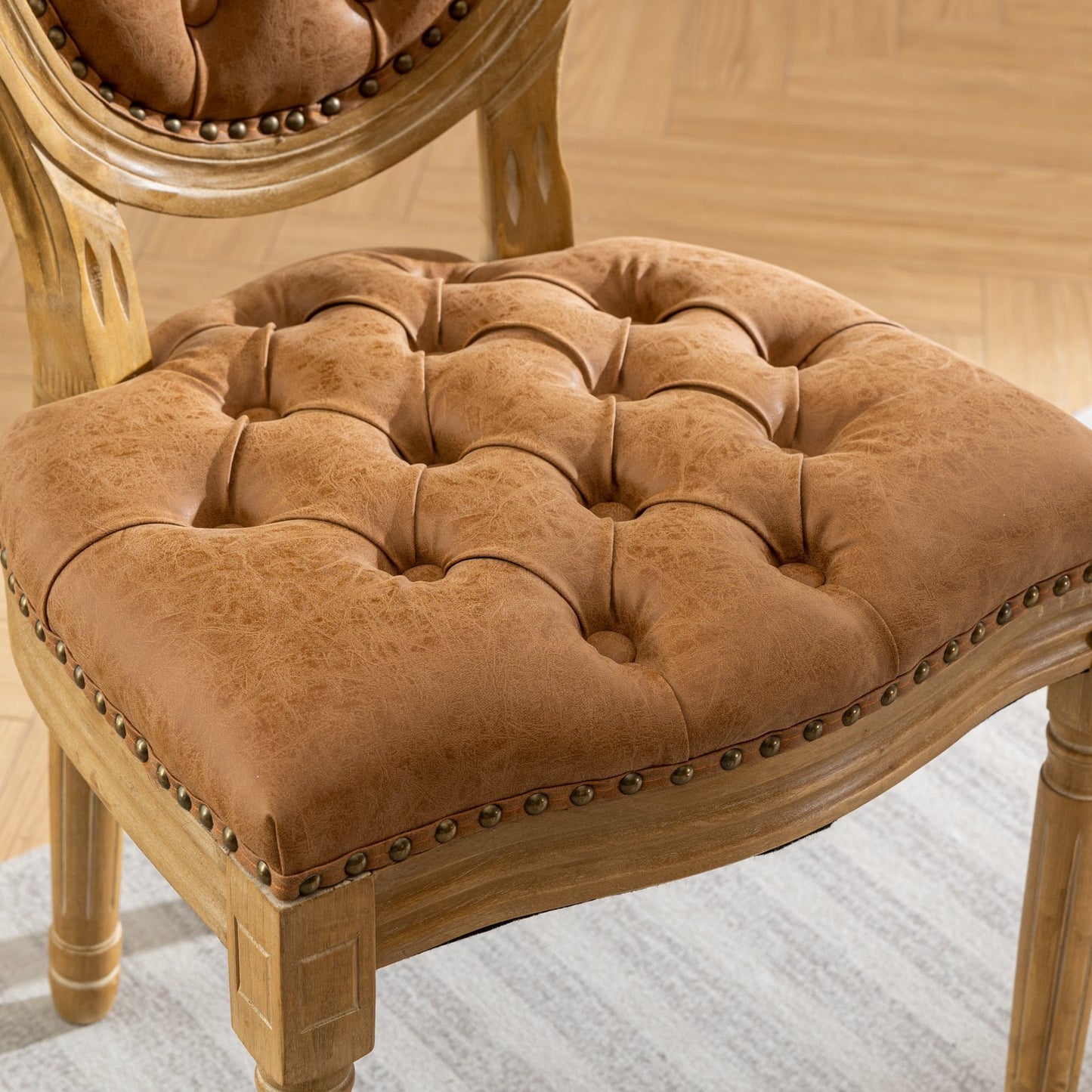 Lazzareschi Traditional Antique Leather Dining Chair