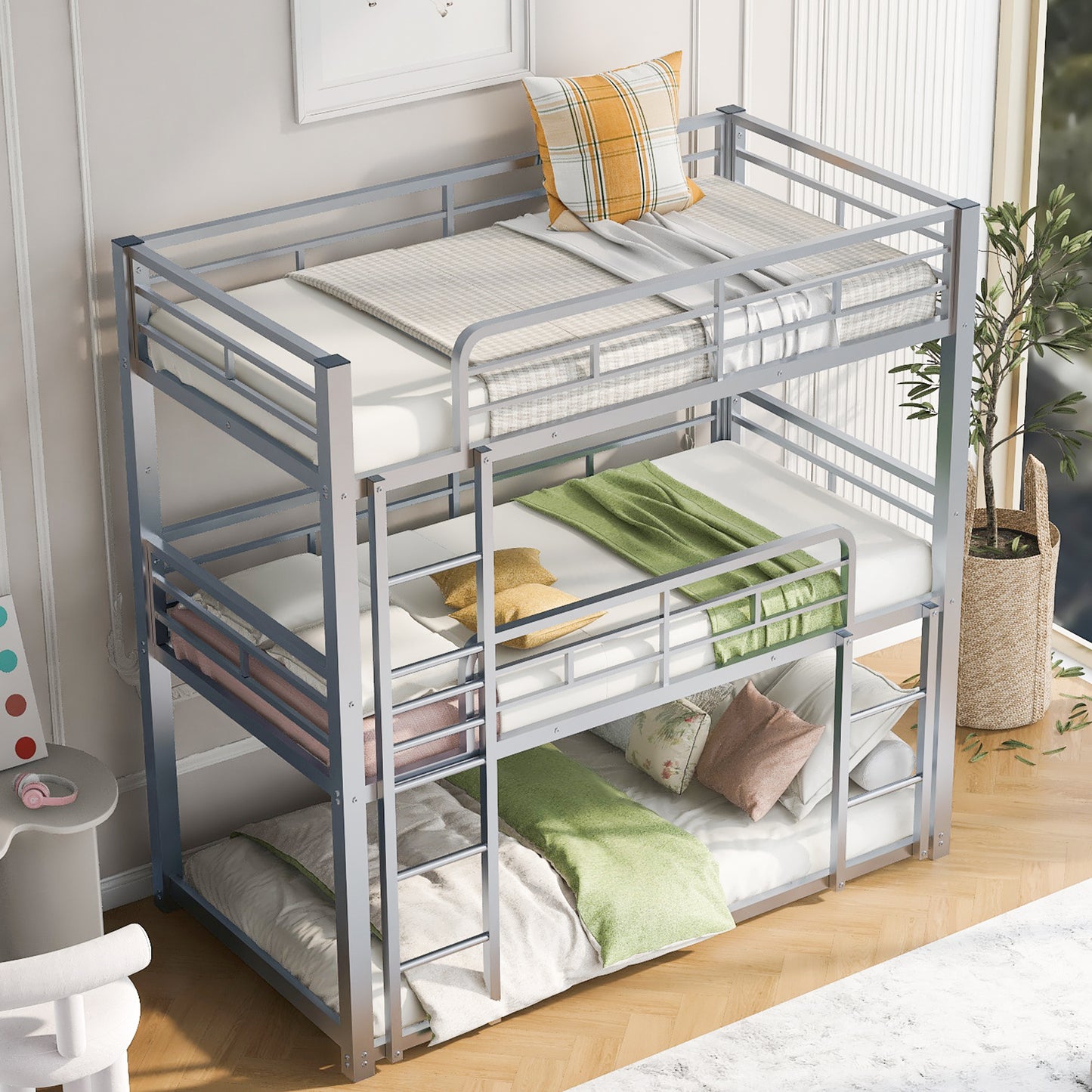 Irvington Industrial Metal Triple Bunk Bed