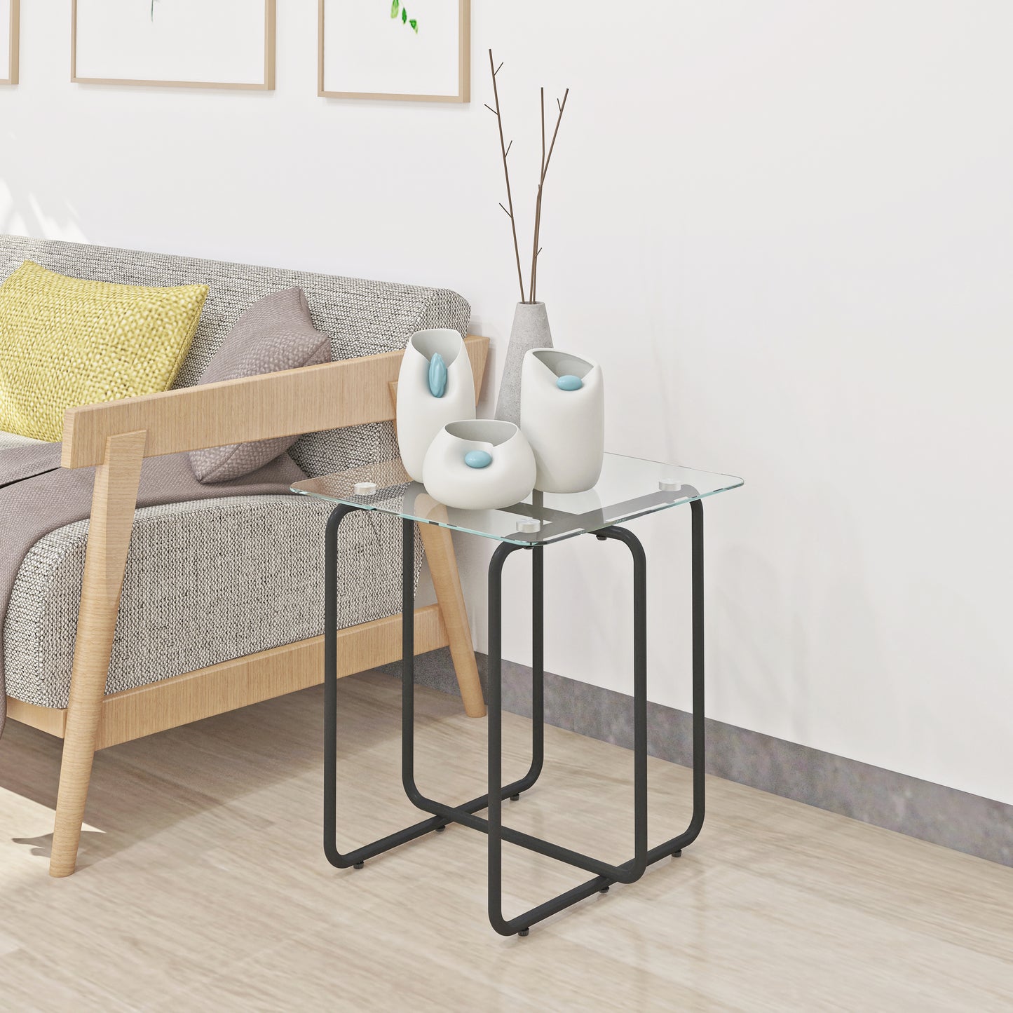 Westport Modern Tempered Glass Side Table
