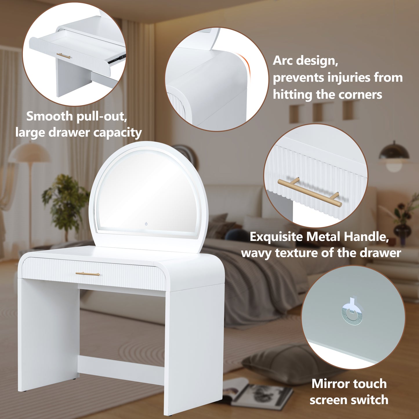 Mission Modern Makeup Vanity with Touch