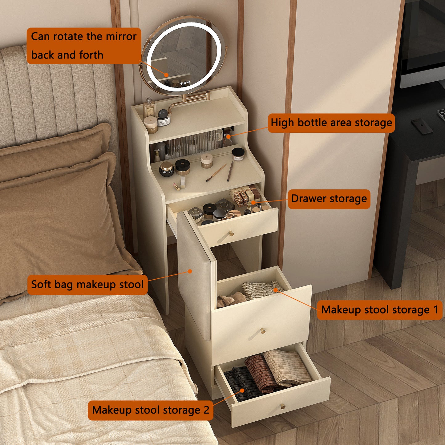 Centerville Contemporary Compact Makeup Vanity