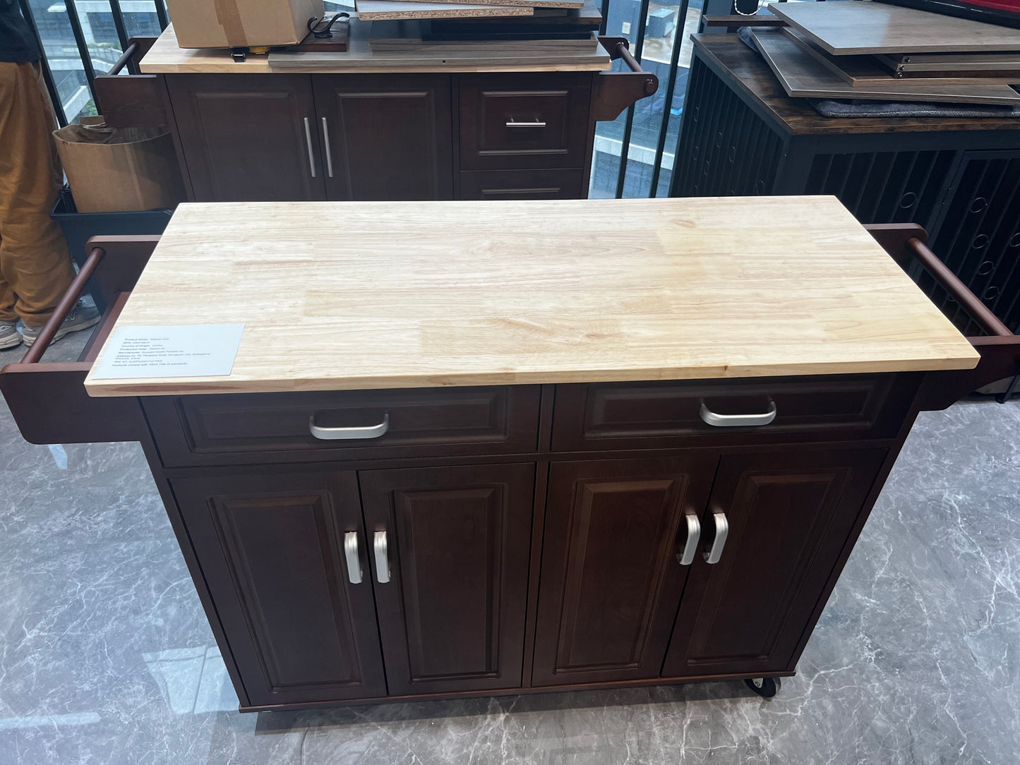 Elmcrest Traditional Velvet Kitchen Island Cart
