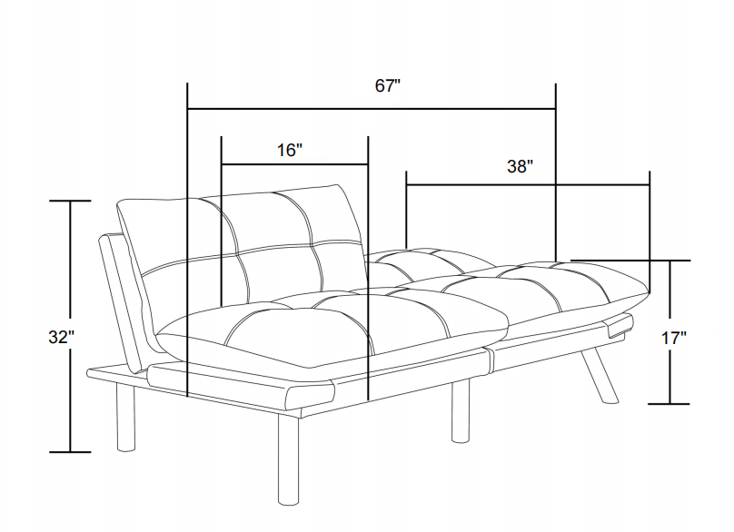 Kingsly Modern Leather Convertible Sofa Bed