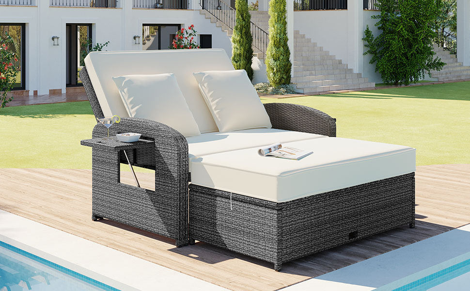 Healdsburg Contemporary Wicker Rattan Reclining Daybed