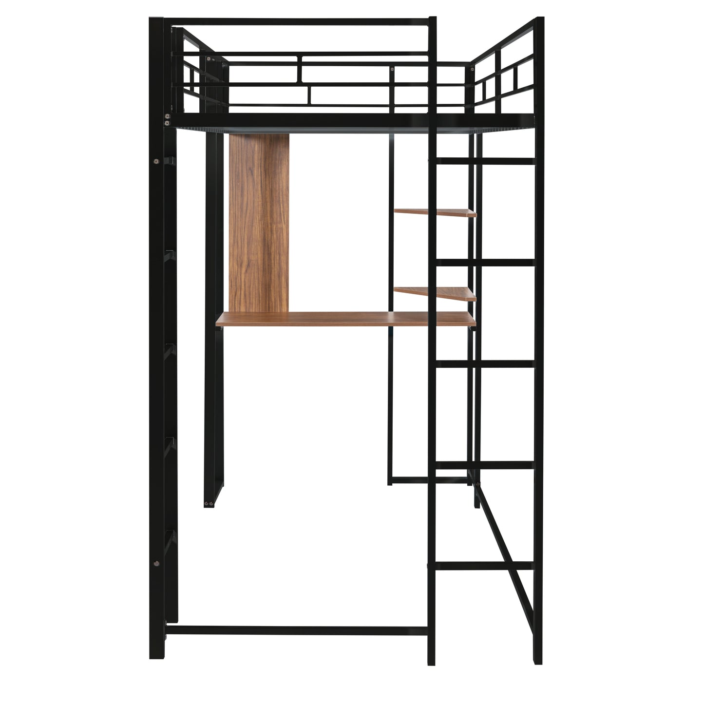 Oakridge Industrial Twin Metal Loft Bed with Shelves