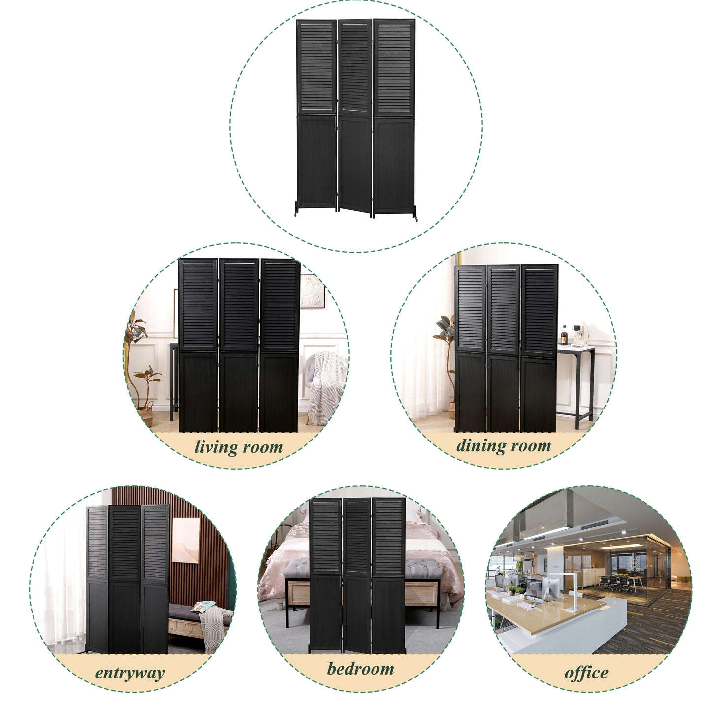 Westport Modern Wood Folding Privacy Screen