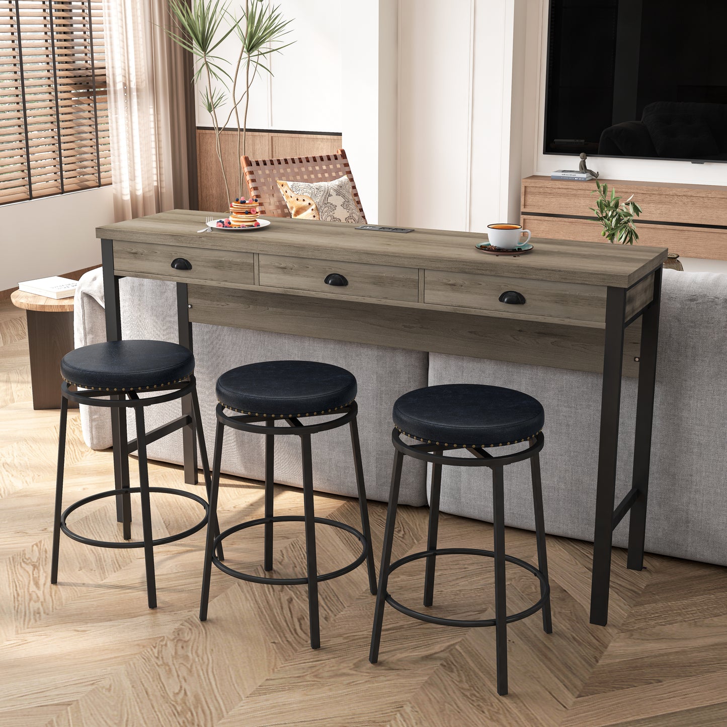 Westport Contemporary Dining Power Stool Set