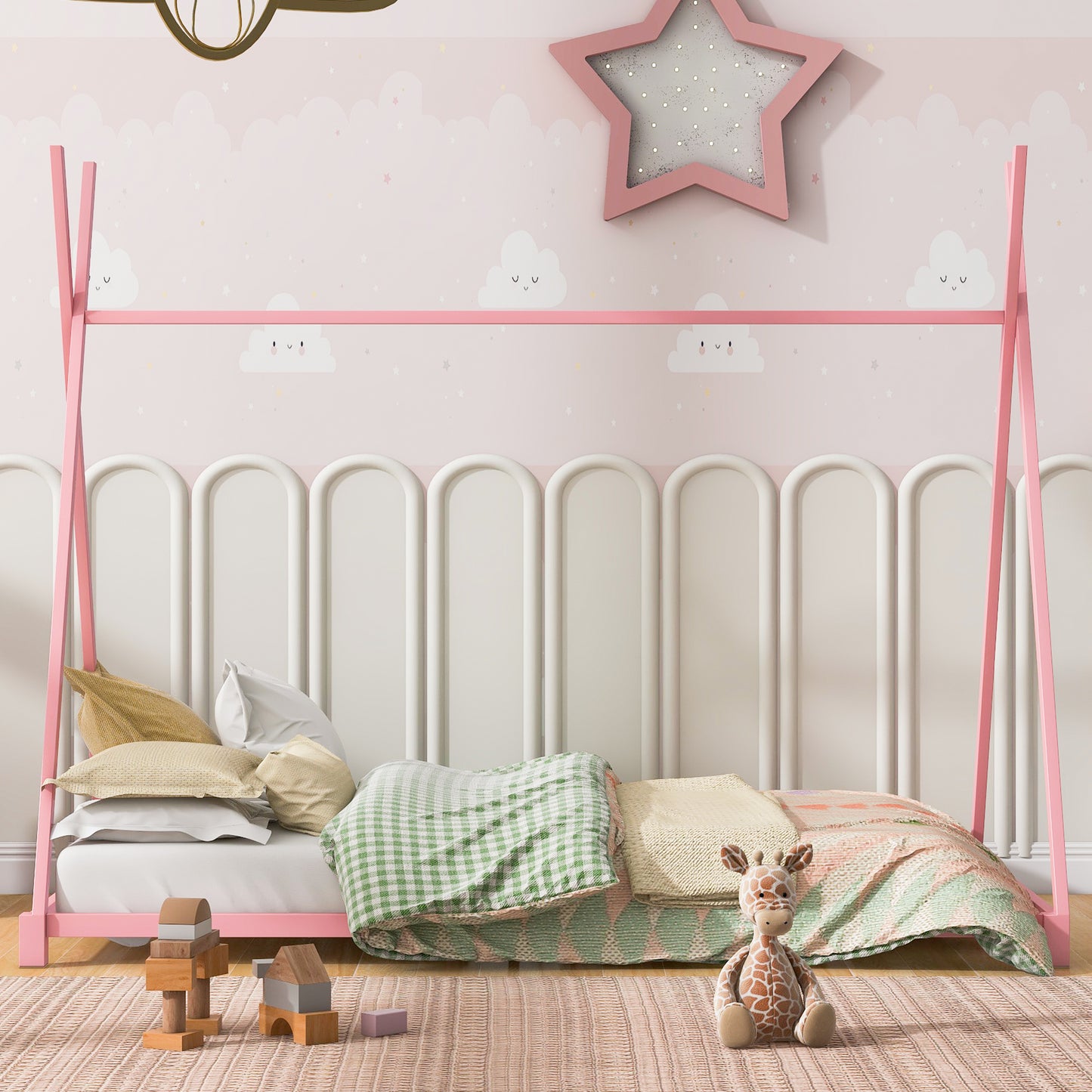 Emery Industrial Metal Twin Size House Platform Bed