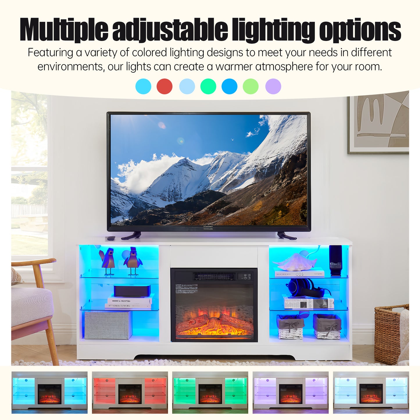 Marcel Modern LED Fireplace TV Stand