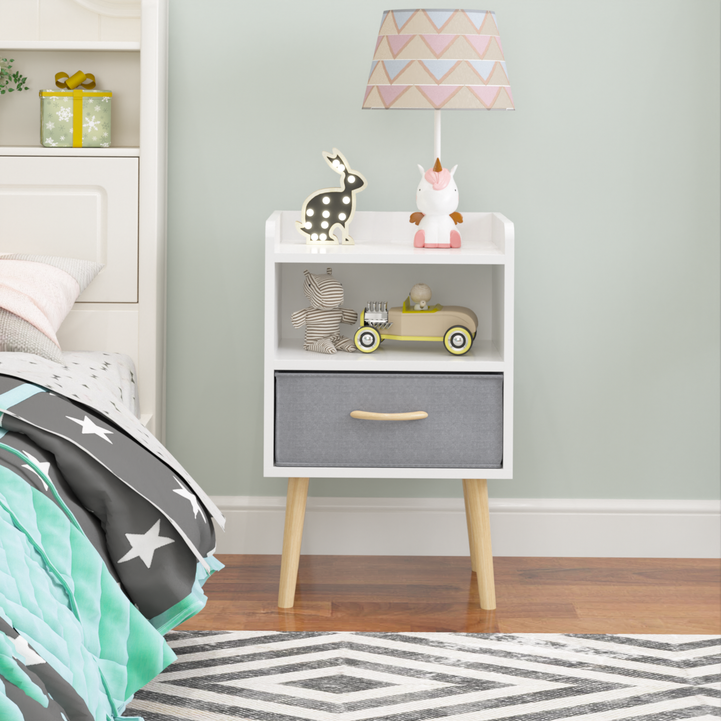 Jiron Contemporary Fabric Drawer Nightstand