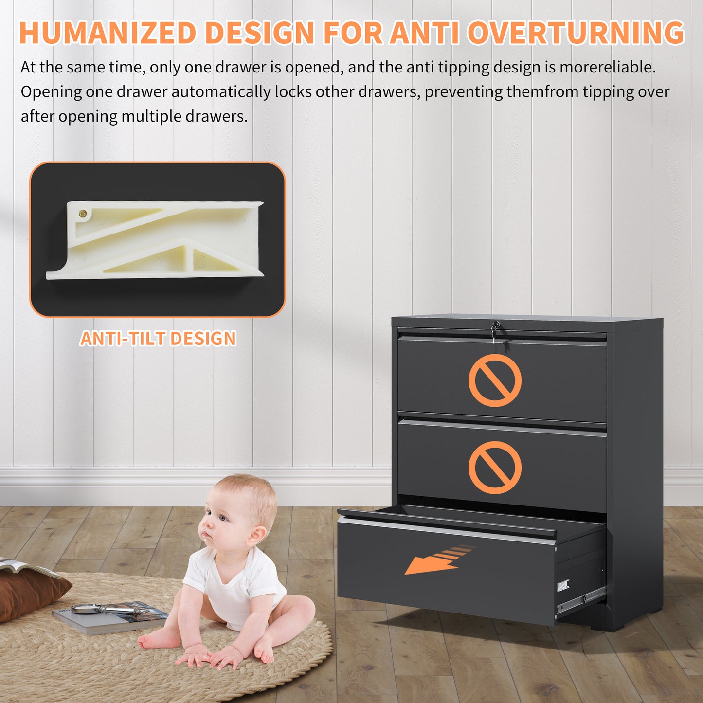 Centerville Modern Locking File Cabinet