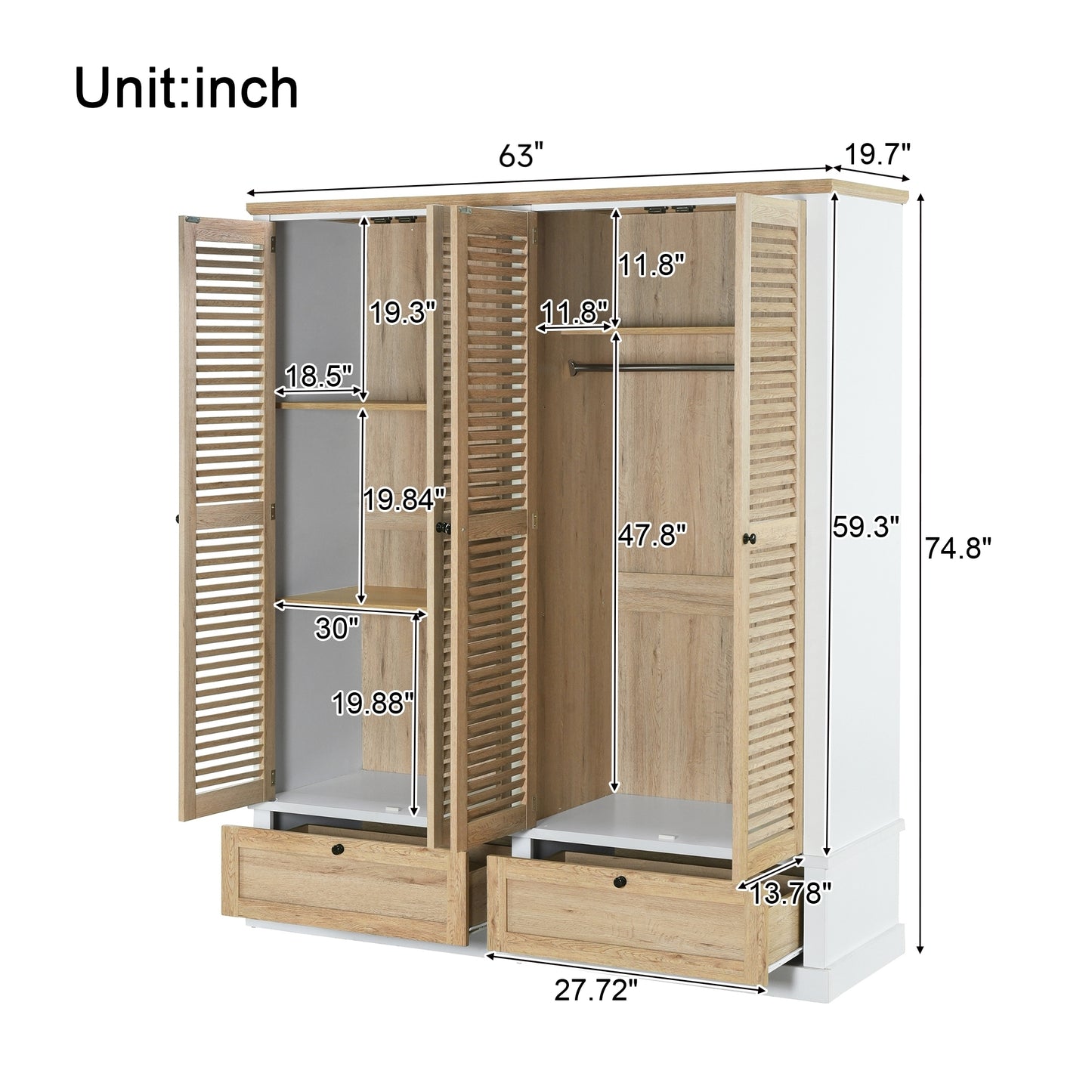 Niles Contemporary Shutter Door Wardrobe
