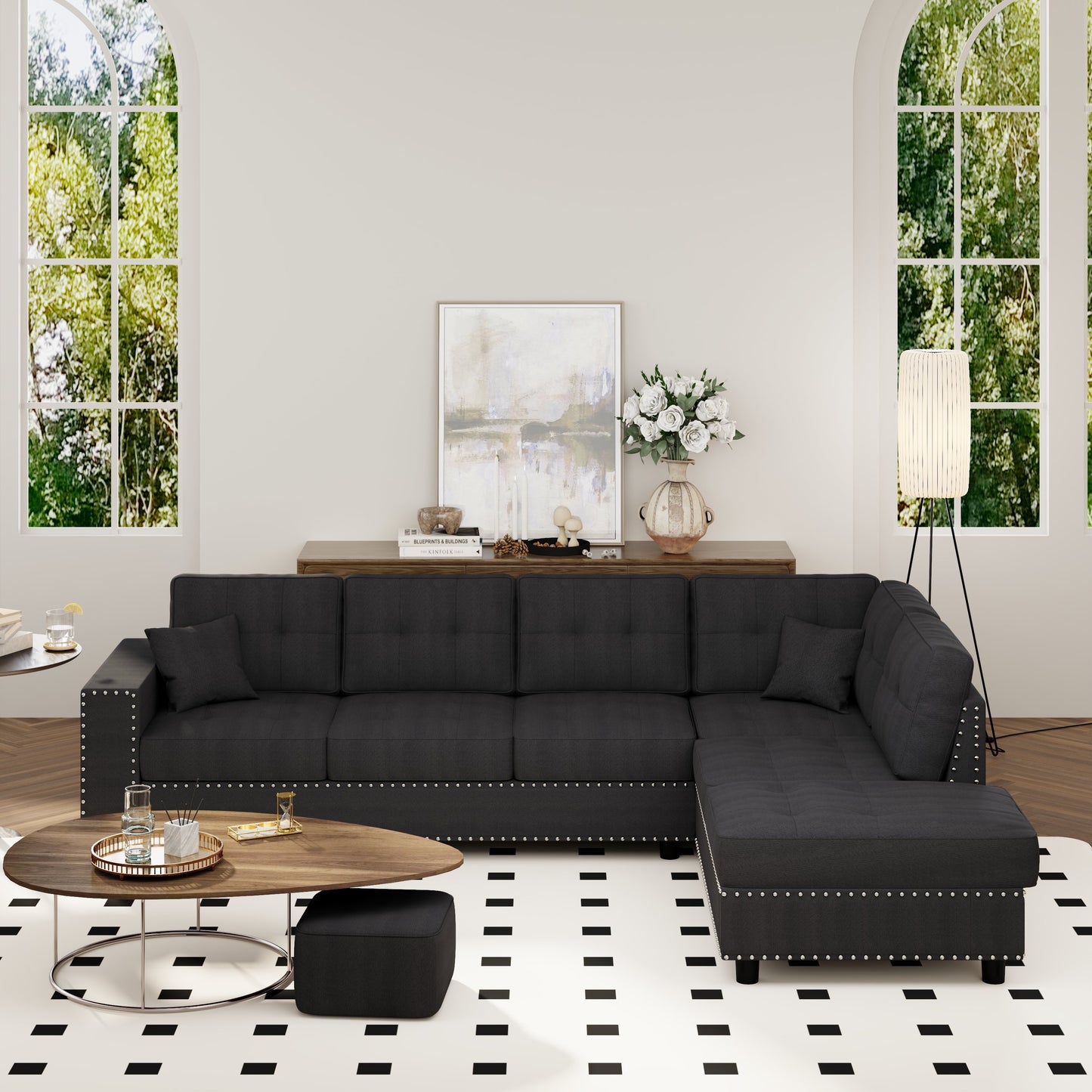 Calista Mid-Century L-Shaped Modular Sofa