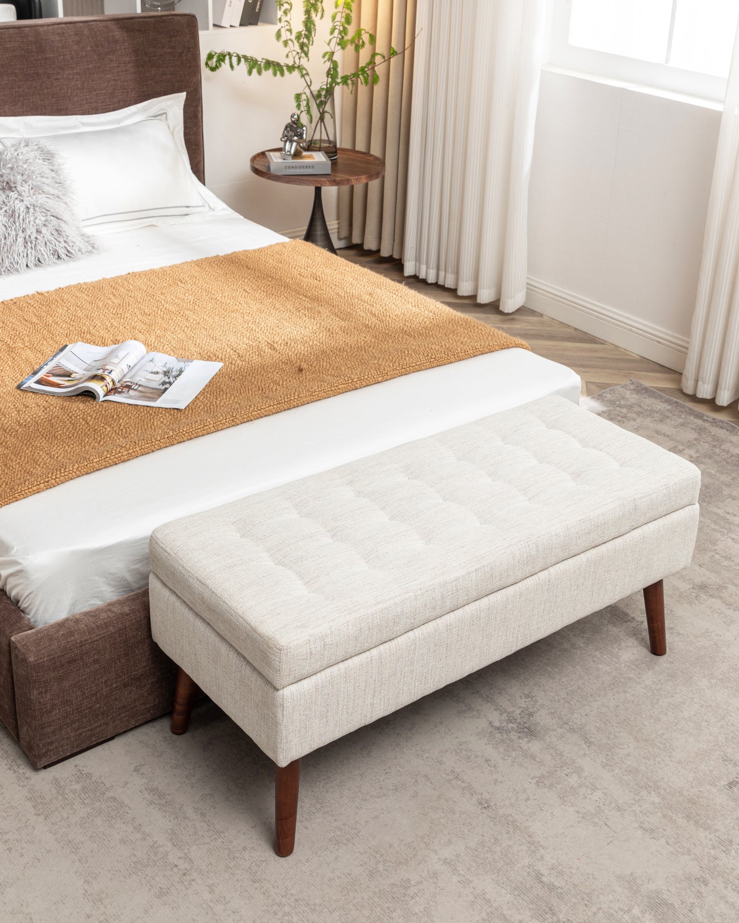 Kingsly Contemporary Upholstered Storage Bench