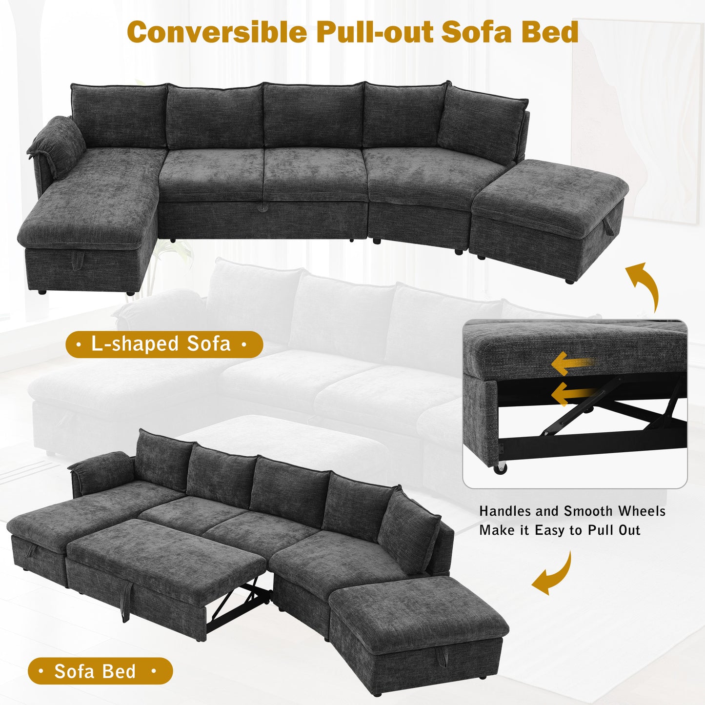 Sonoma Modern Pull-out Couch Sectional