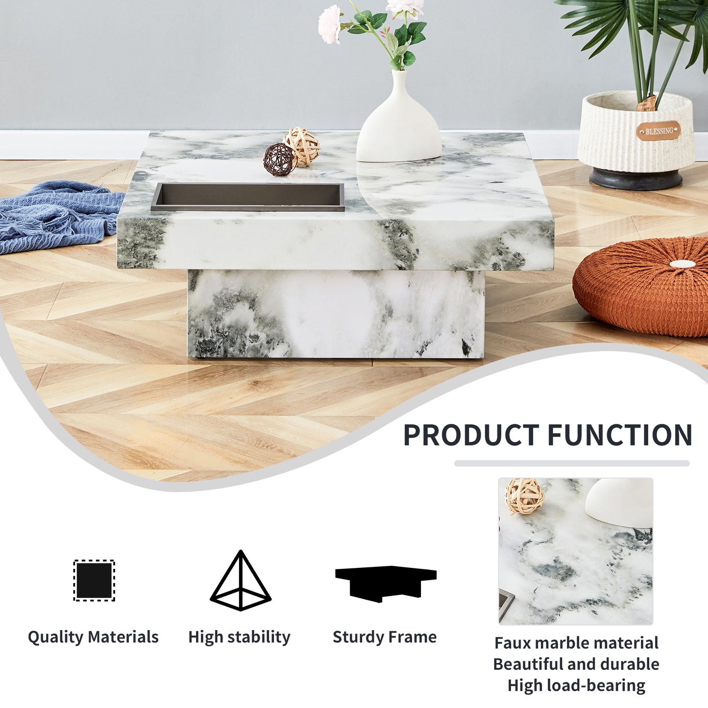 Jiron Modern Fusion Marble Coffee Table