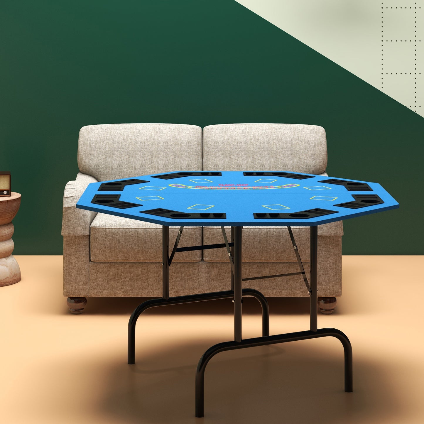 Kingsly Contemporary Velvet Octagon Poker Table