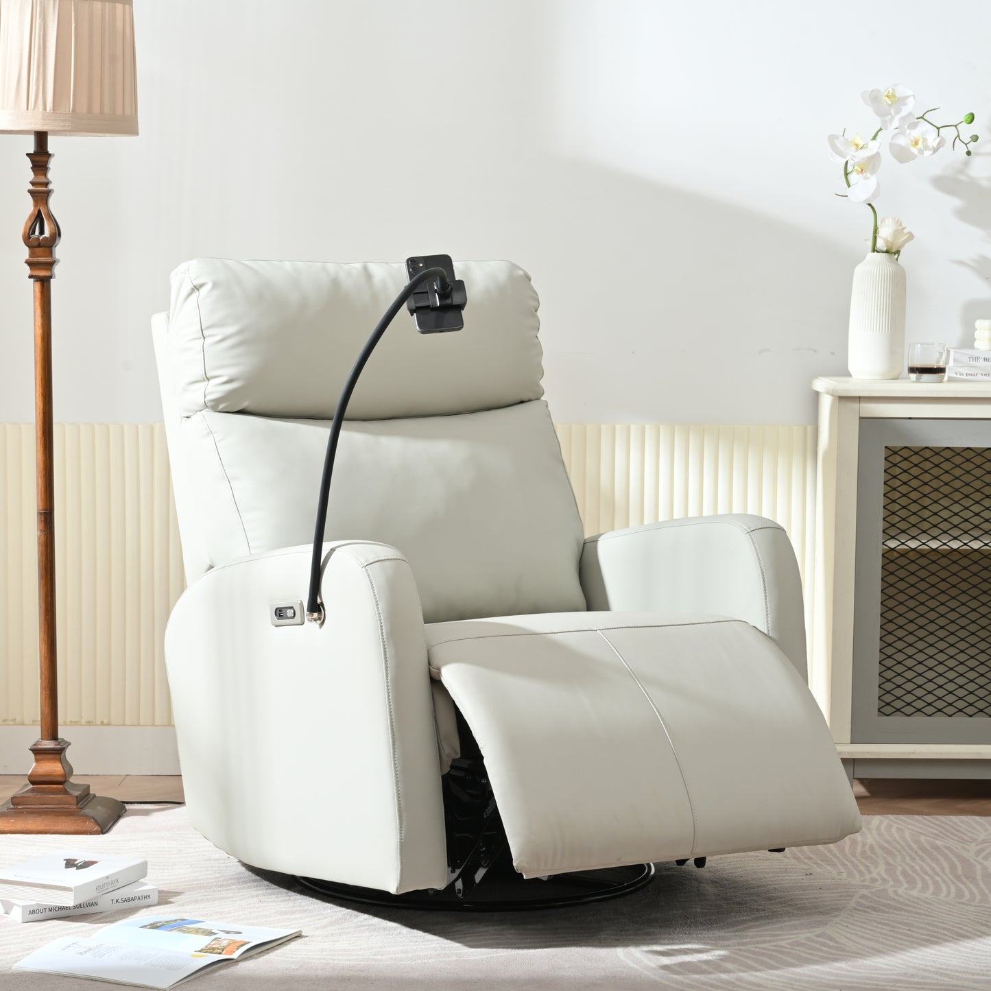 Ghivi Contemporary Power Swivel Rocker Recliner Chair with USB Ports