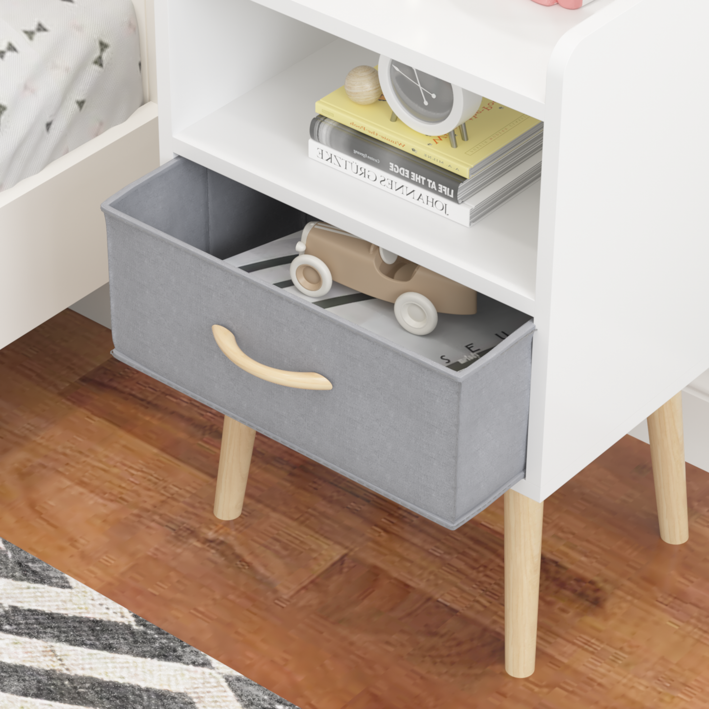 Jiron Contemporary Fabric Drawer Nightstand