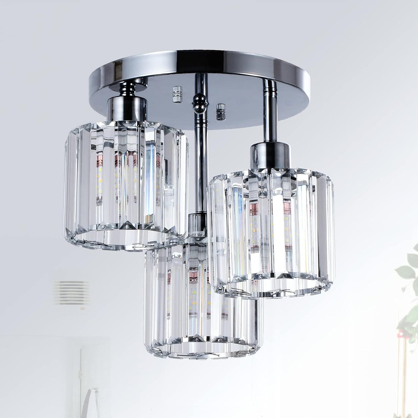 Eda Contemporary Crystal Flush Ceiling Light