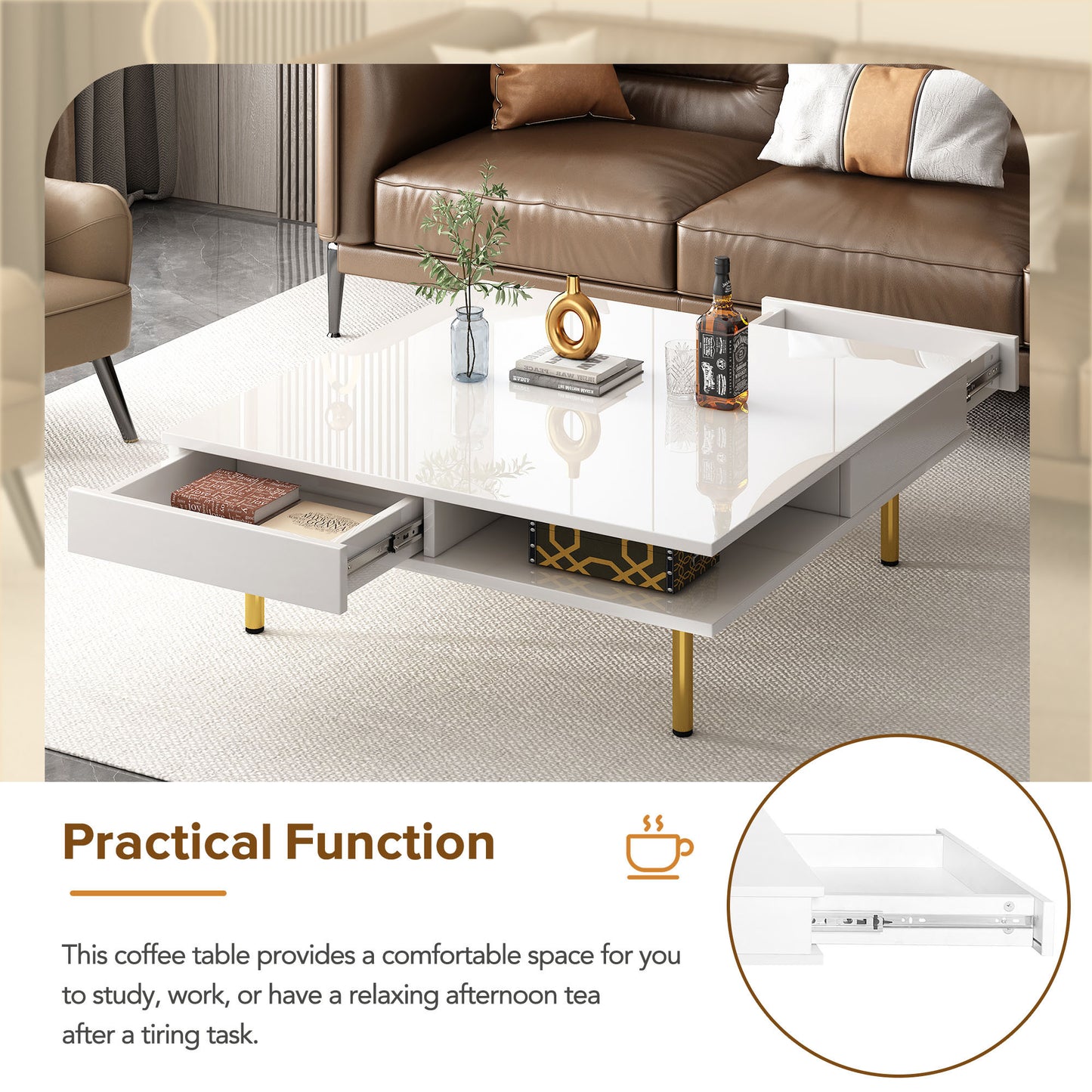 Warmsprings Modern High Gloss Coffee Table