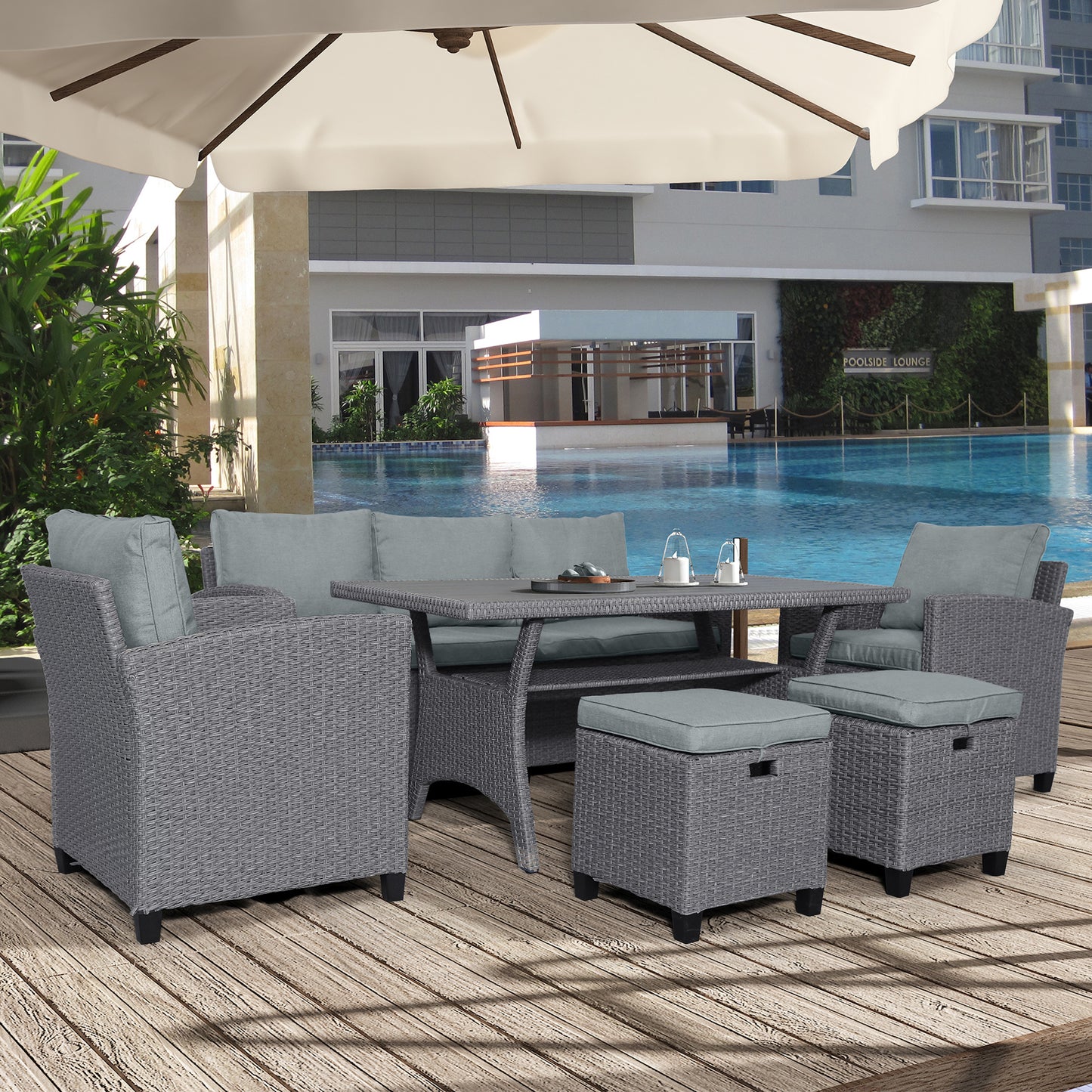 Ghivi Contemporary Rattan Outdoor Set
