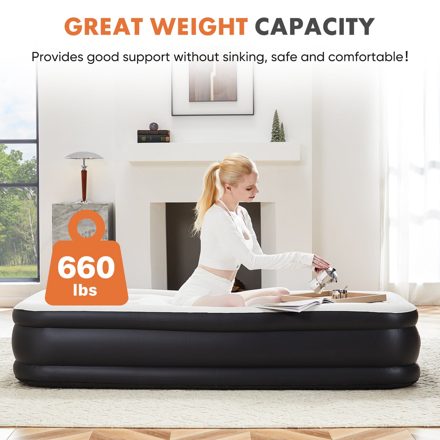 Bartholomew Contemporary Inflatable Air Mattress Built-in Pump