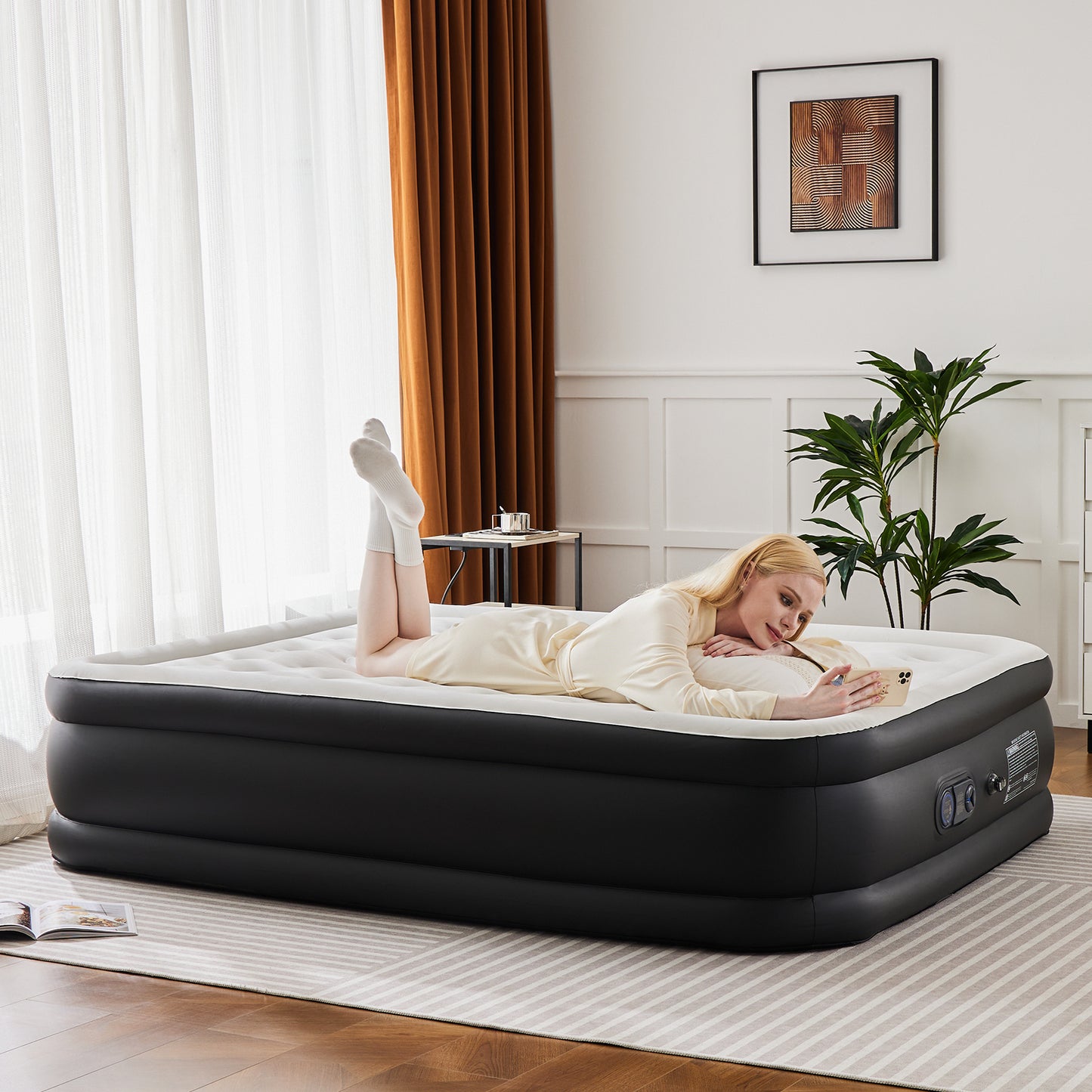 Bartholomew Contemporary Inflatable Air Mattress Built-in Pump