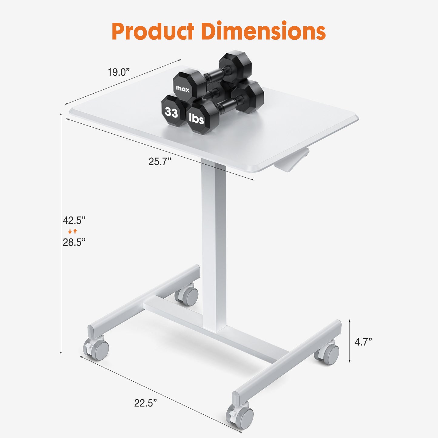 Marites Modern Mobile Standing Desk Laptop Cart