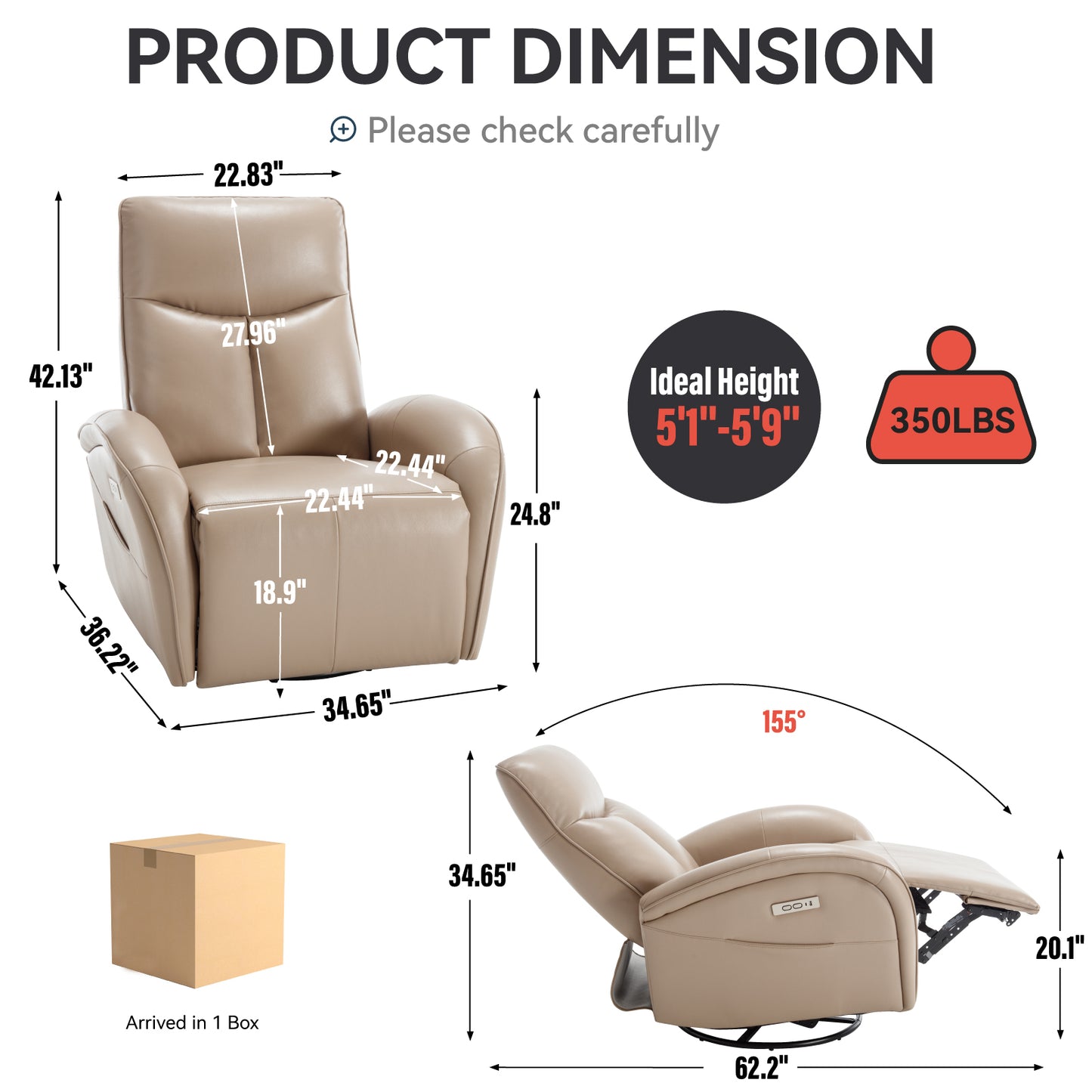 Westport Modern Leather Swivel Recliner Chair