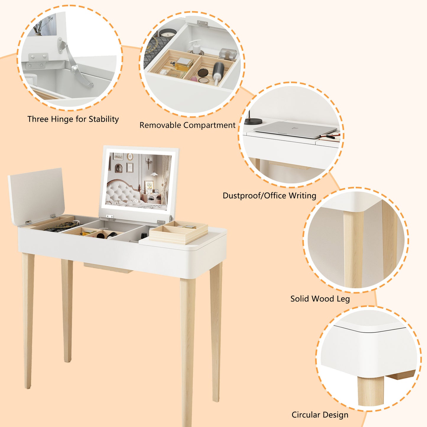 Lula Modern Solid Wood Vanity Mirror