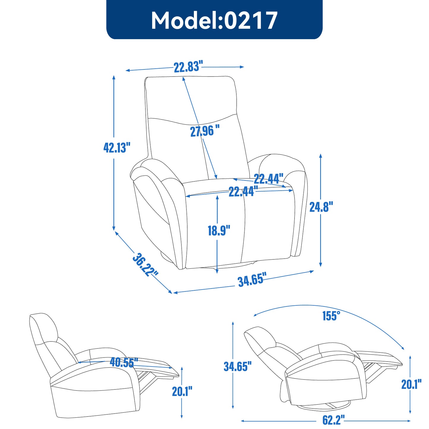 Westport Modern Leather Swivel Recliner Chair