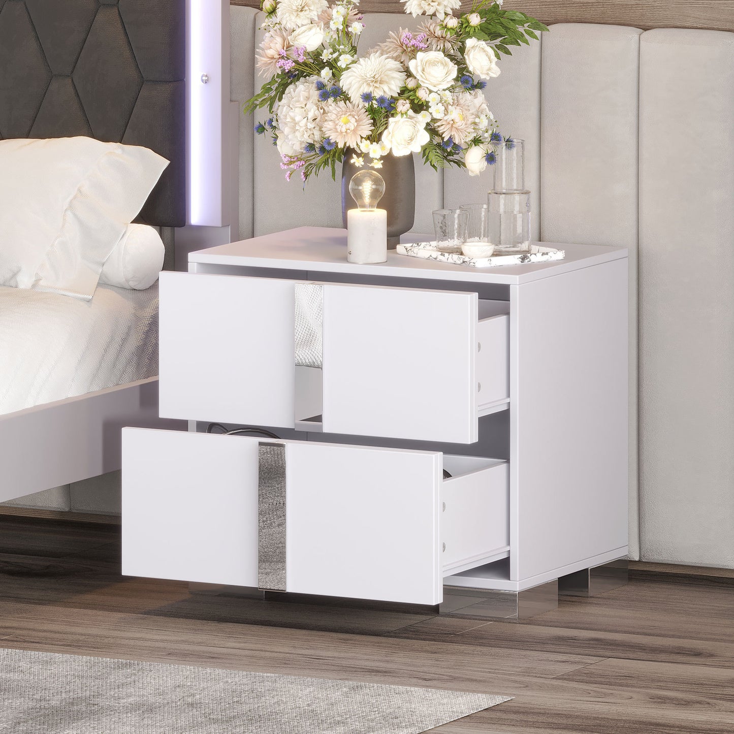 Mission Contemporary Mirrored Elegant Nightstand