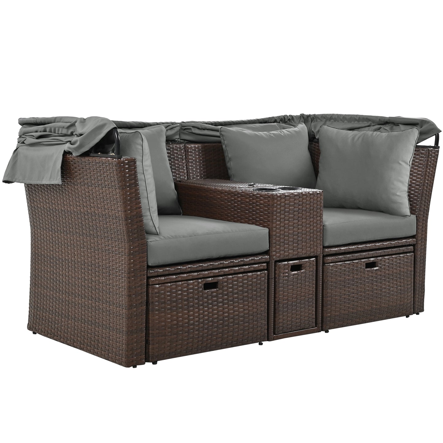 Amity Modern Loveseat Foldable Awning Daybed