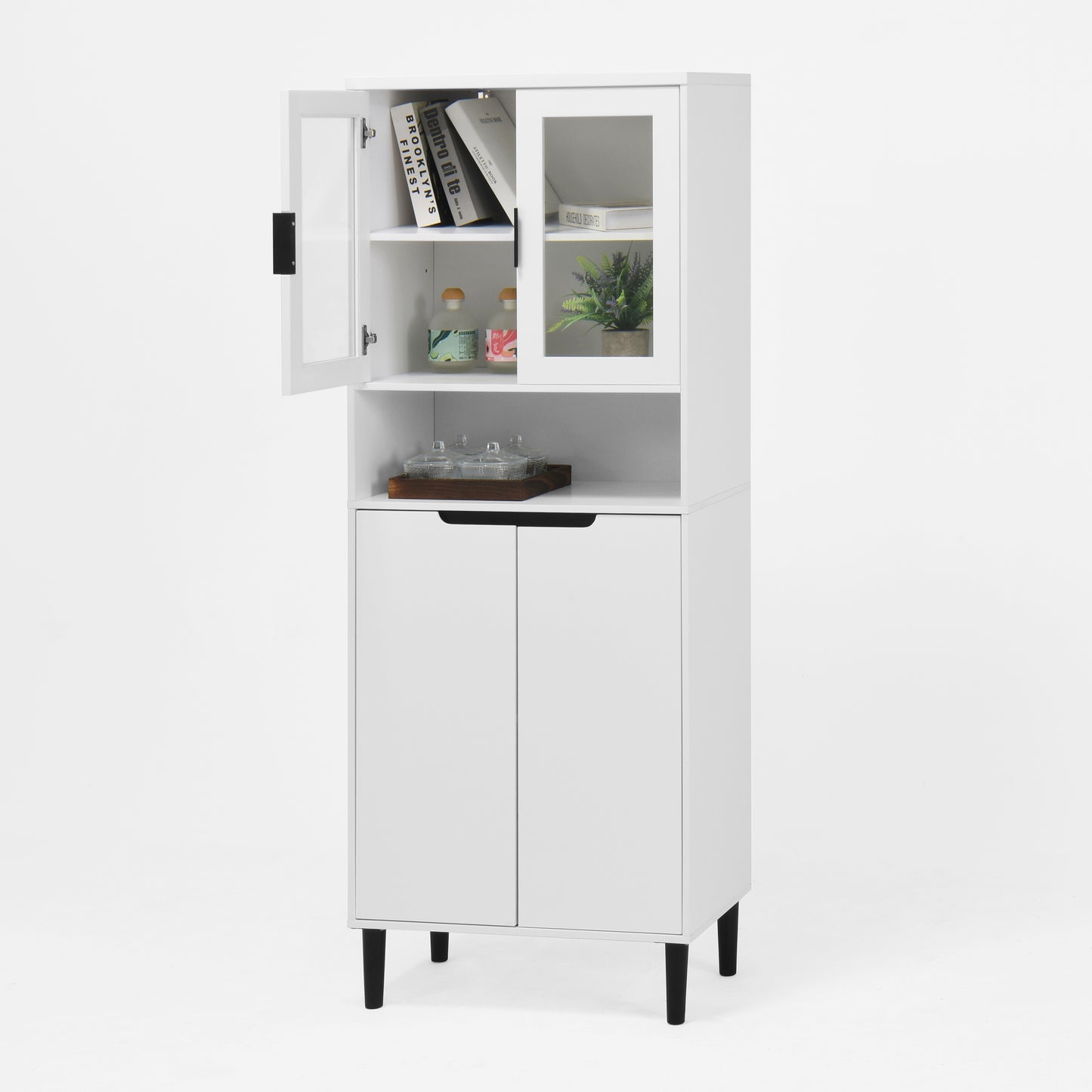 Calista Modern Tempered Glass Storage Cabinet