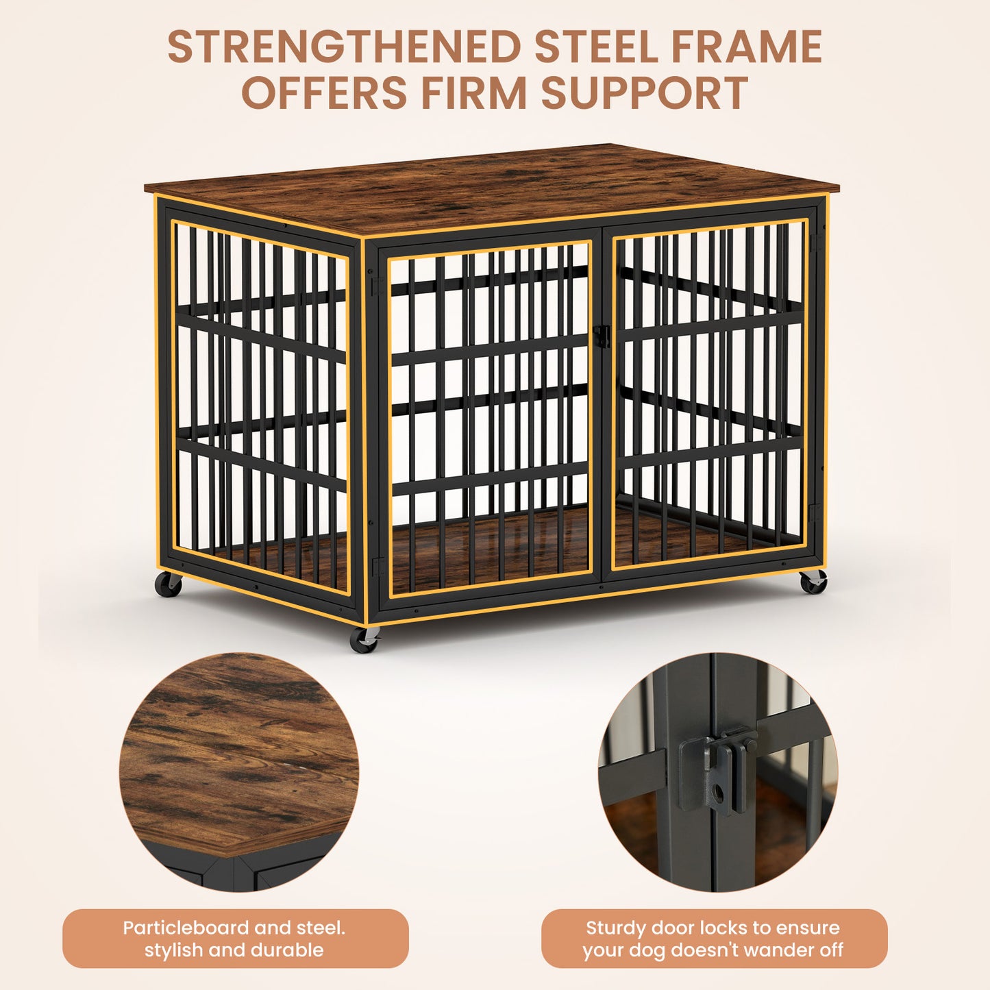 Fitch Industrial Iron Rustic Dog Crate
