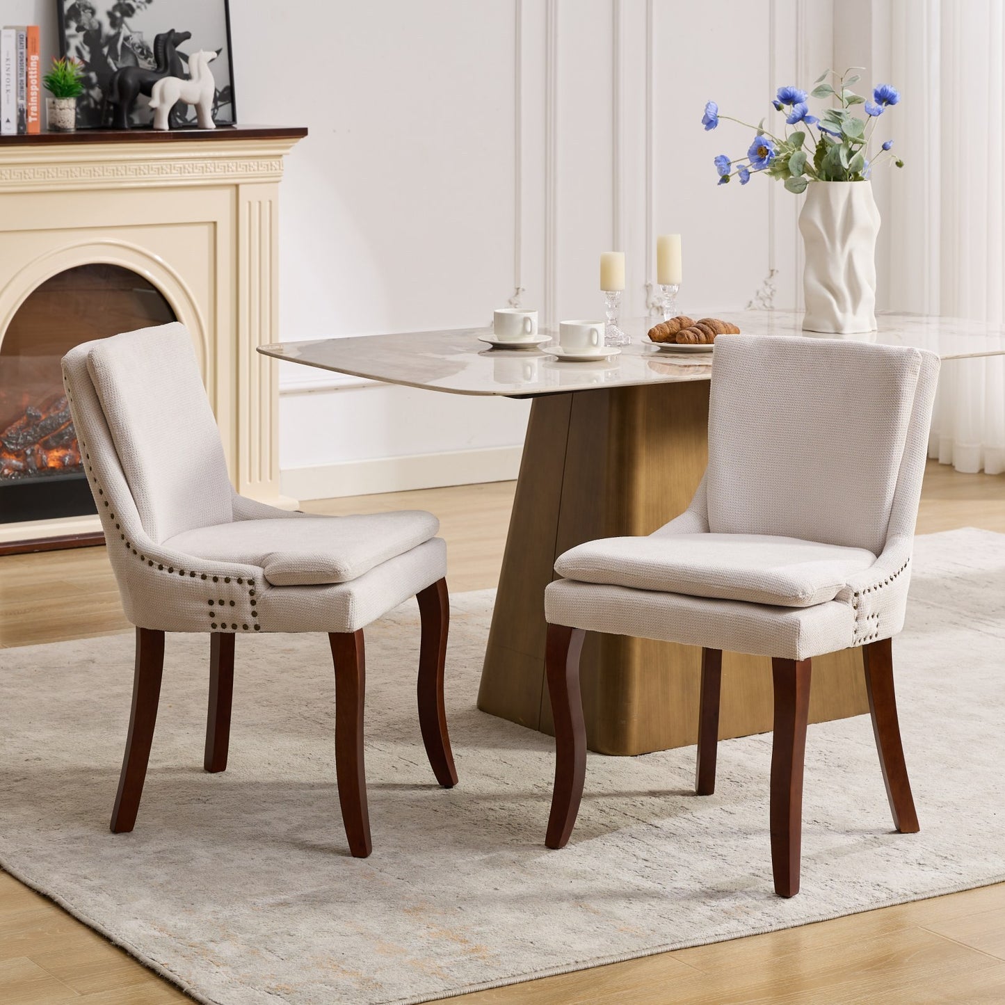 Calista Contemporary Double-layer Chenille Dining Chairs