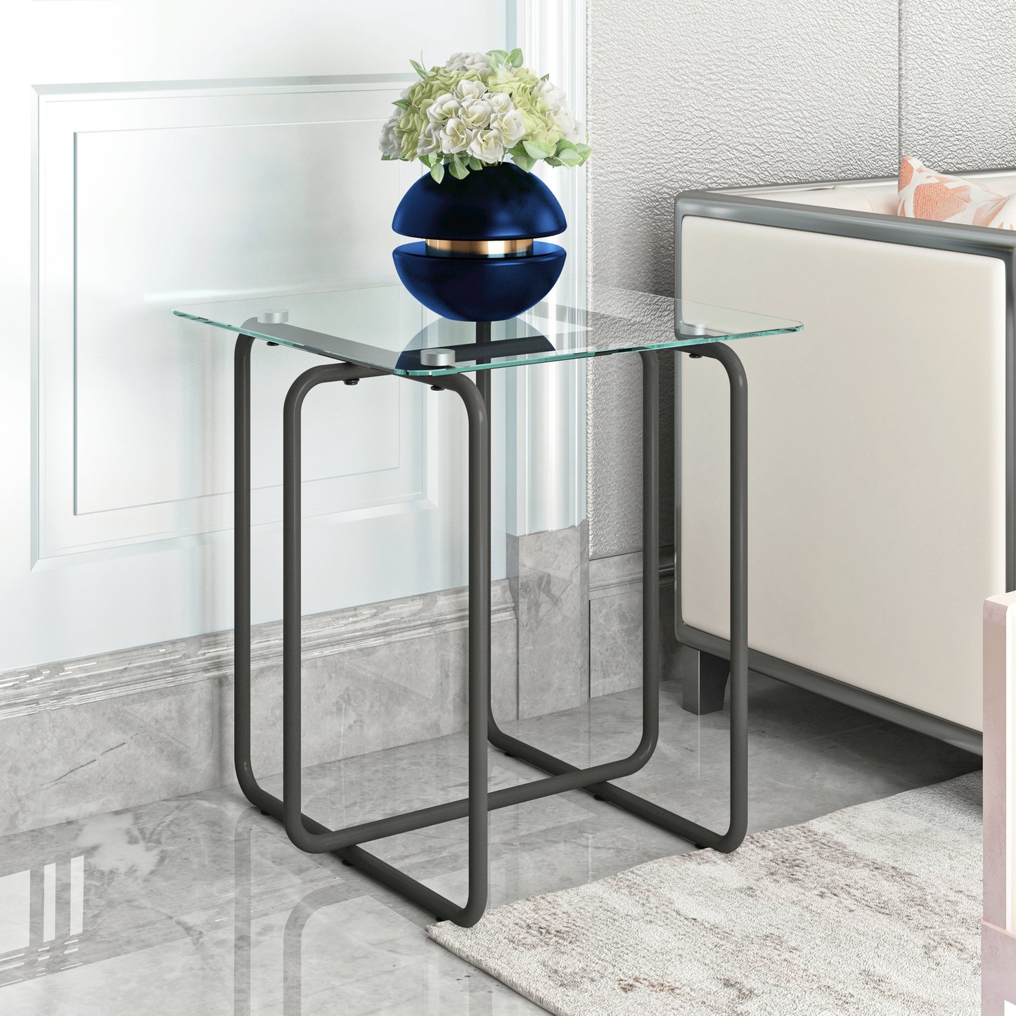 Westport Modern Tempered Glass Side Table