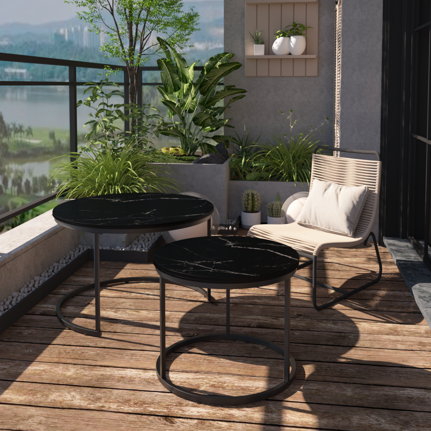 Irvington Contemporary Velvet Nesting Coffee Tables
