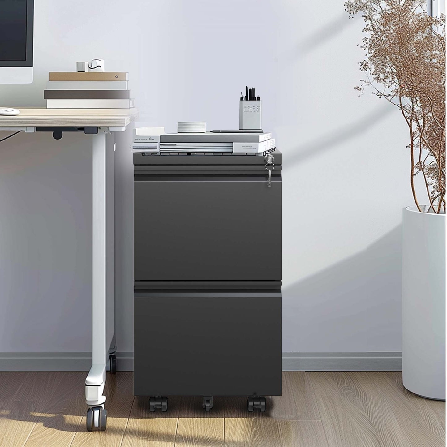 Fremont Modern Metal Rolling File Cabinet