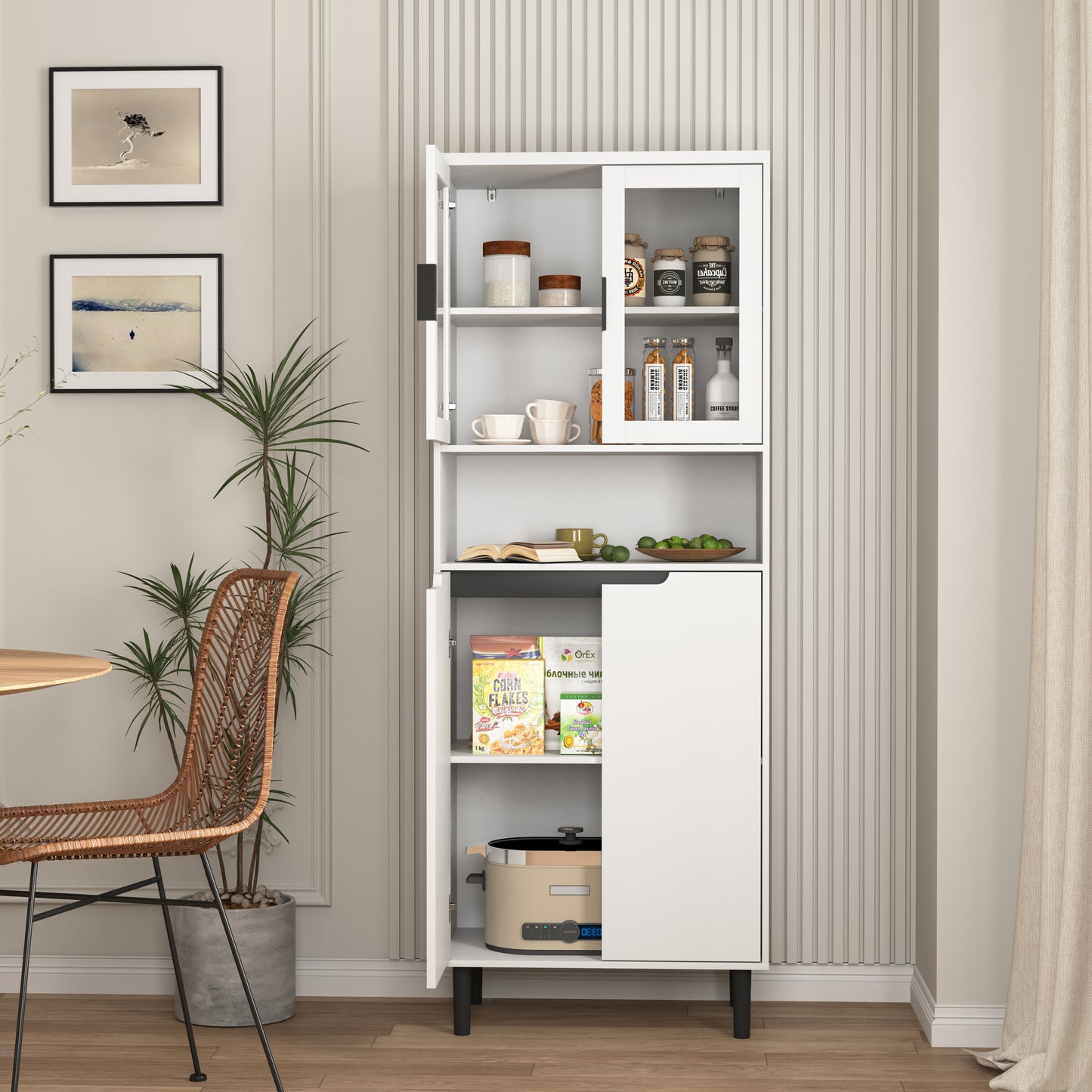 Calista Modern Tempered Glass Storage Cabinet