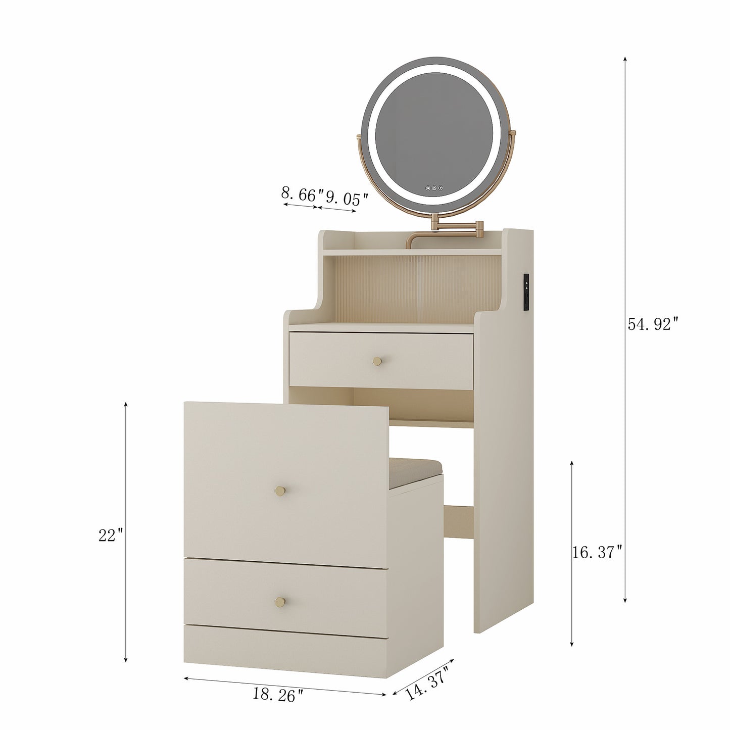 Centerville Contemporary Compact Makeup Vanity