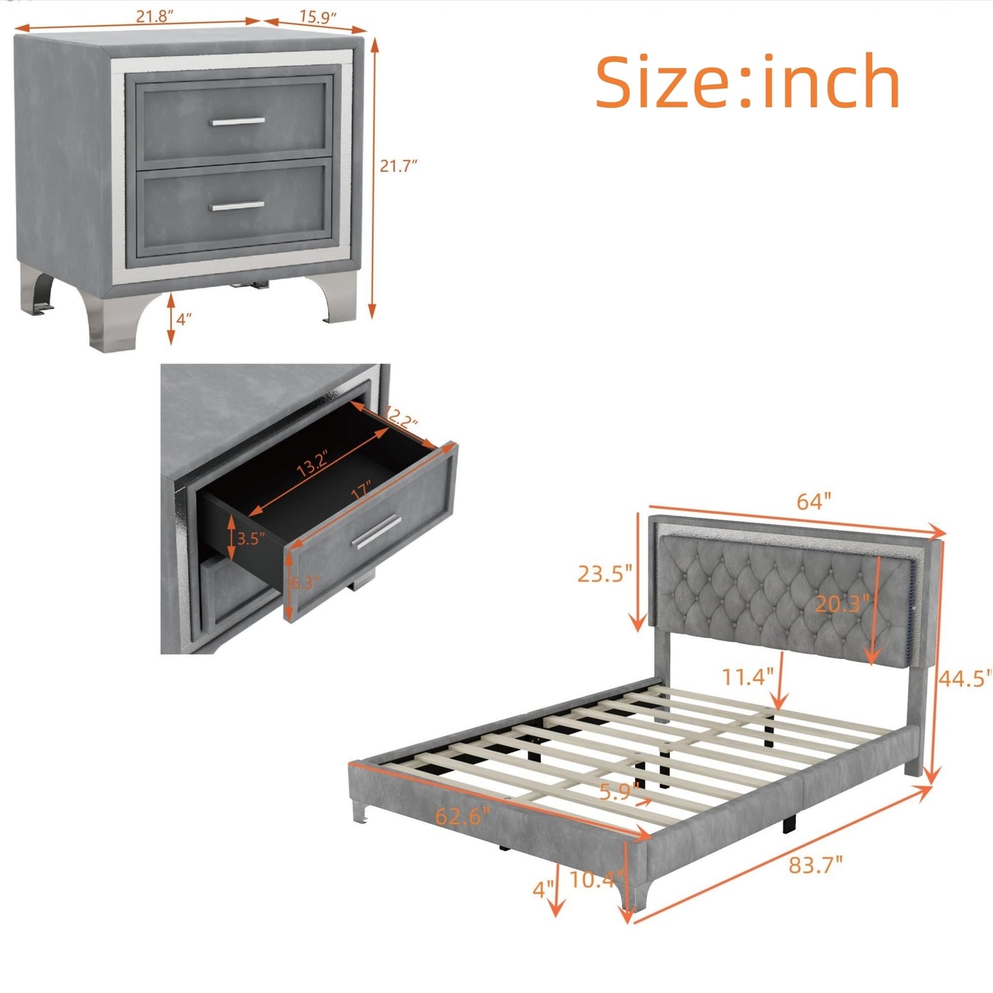 Silverleaf Modern LED Platform Bedroom Set